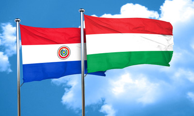 Paraguay flag with Hungary flag, 3D rendering
