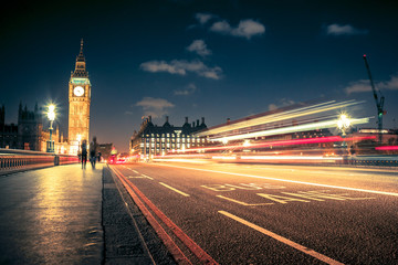 Fototapeta premium Big Ben at night, London, Vibrant effect applied.