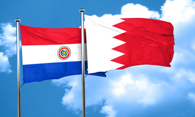 Paraguay flag with Bahrain flag, 3D rendering