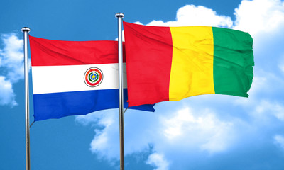 Paraguay flag with Guinea flag, 3D rendering