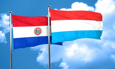 Paraguay flag with Luxembourg flag, 3D rendering