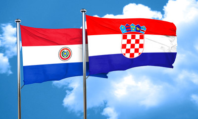 Paraguay flag with Croatia flag, 3D rendering