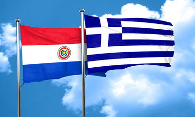 Paraguay flag with Greece flag, 3D rendering
