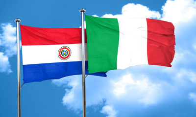Paraguay flag with Italy flag, 3D rendering