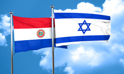 Paraguay flag with Israel flag, 3D rendering