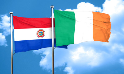 Paraguay flag with Ireland flag, 3D rendering