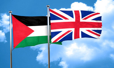 palestine flag with Great Britain flag, 3D rendering