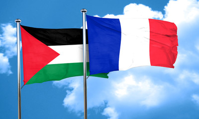palestine flag with France flag, 3D rendering