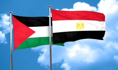 palestine flag with egypt flag, 3D rendering