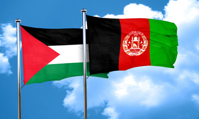 palestine flag with afghanistan flag, 3D rendering