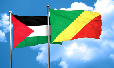 palestine flag with congo flag, 3D rendering