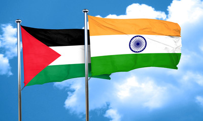palestine flag with India flag, 3D rendering