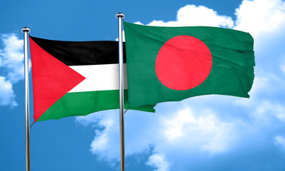 palestine flag with Bangladesh flag, 3D rendering