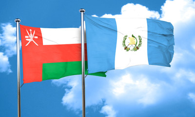 Oman flag with Guatemala flag, 3D rendering