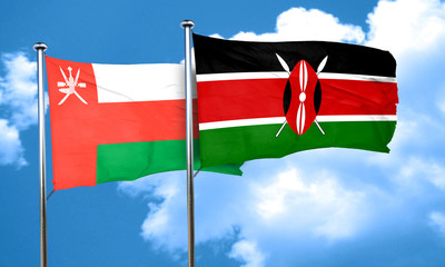 Oman flag with Kenya flag, 3D rendering