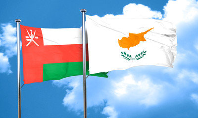 Oman flag with Cyprus flag, 3D rendering