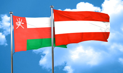 Oman flag with Austria flag, 3D rendering