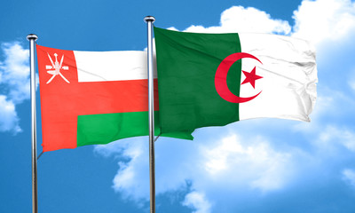 Oman flag with Algeria flag, 3D rendering