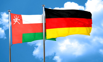Oman flag with Germany flag, 3D rendering