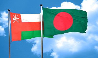 Oman flag with Bangladesh flag, 3D rendering