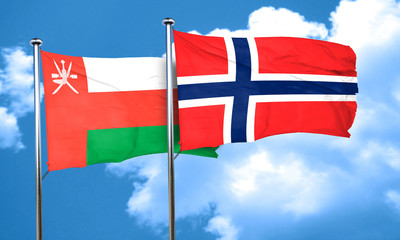 Oman flag with Norway flag, 3D rendering