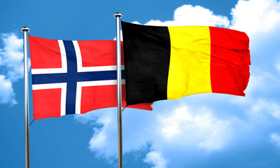 norway flag with Belgium flag, 3D rendering