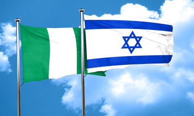 Nigeria flag with Israel flag, 3D rendering