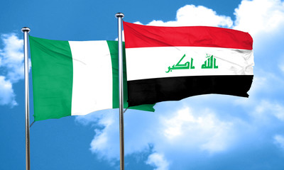 Nigeria flag with Iraq flag, 3D rendering