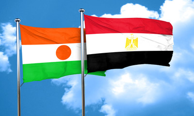 niger flag with egypt flag, 3D rendering