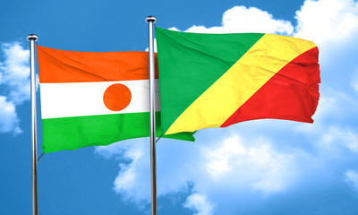 niger flag with congo flag, 3D rendering