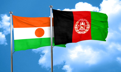 niger flag with afghanistan flag, 3D rendering