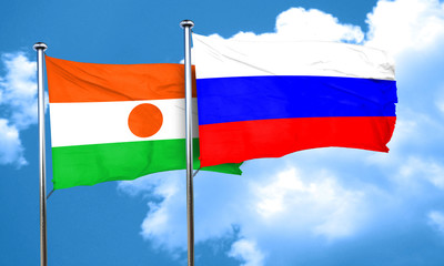 Fototapeta na wymiar niger flag with Russia flag, 3D rendering
