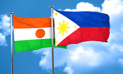 niger flag with Philippines flag, 3D rendering
