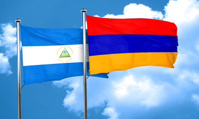 nicaragua flag with Armenia flag, 3D rendering