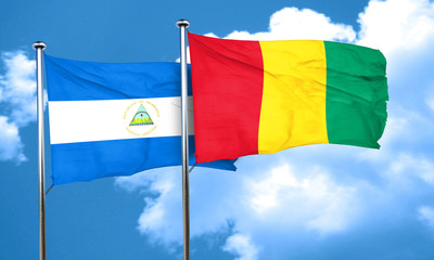 nicaragua flag with Guinea flag, 3D rendering