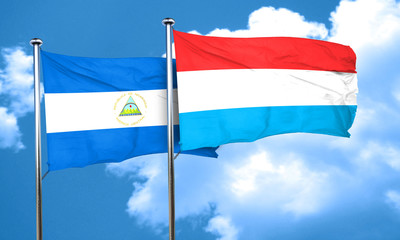 nicaragua flag with Luxembourg flag, 3D rendering
