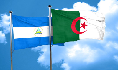 nicaragua flag with Algeria flag, 3D rendering
