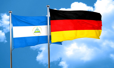 nicaragua flag with Germany flag, 3D rendering