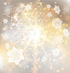 Golden background with snowflakes