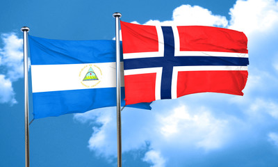 nicaragua flag with Norway flag, 3D rendering