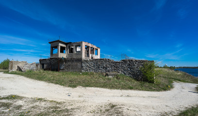 Abandoned mines and hauses. Quarry and old prison architecture.  Estonia, Europe.