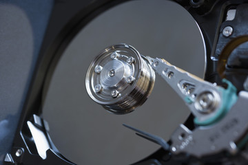 Detail of inside of computer hard drive