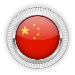 Runder Button mit chinesiche Flagge und silber Rand