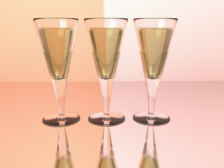 Champagne wine goblets 3D render
