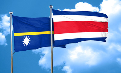 Nauru flag with Costa Rica flag, 3D rendering