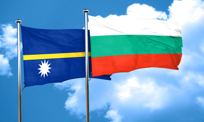 Nauru flag with Bulgaria flag, 3D rendering