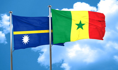 Nauru flag with Senegal flag, 3D rendering