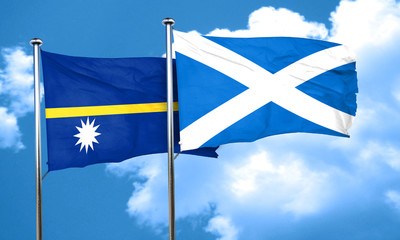 Nauru flag with Scotland flag, 3D rendering