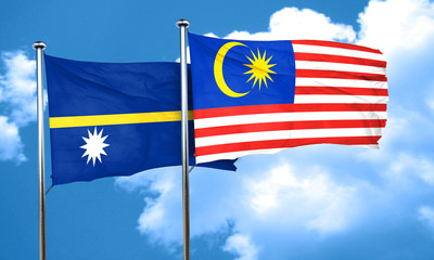 Nauru flag with Malaysia flag, 3D rendering