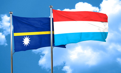 Nauru flag with Luxembourg flag, 3D rendering